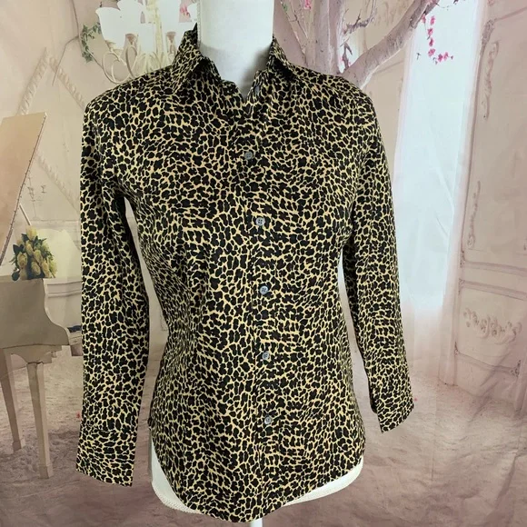 NEW J Crew Curvy Leopard Print Button Down - Picture 5 of 9